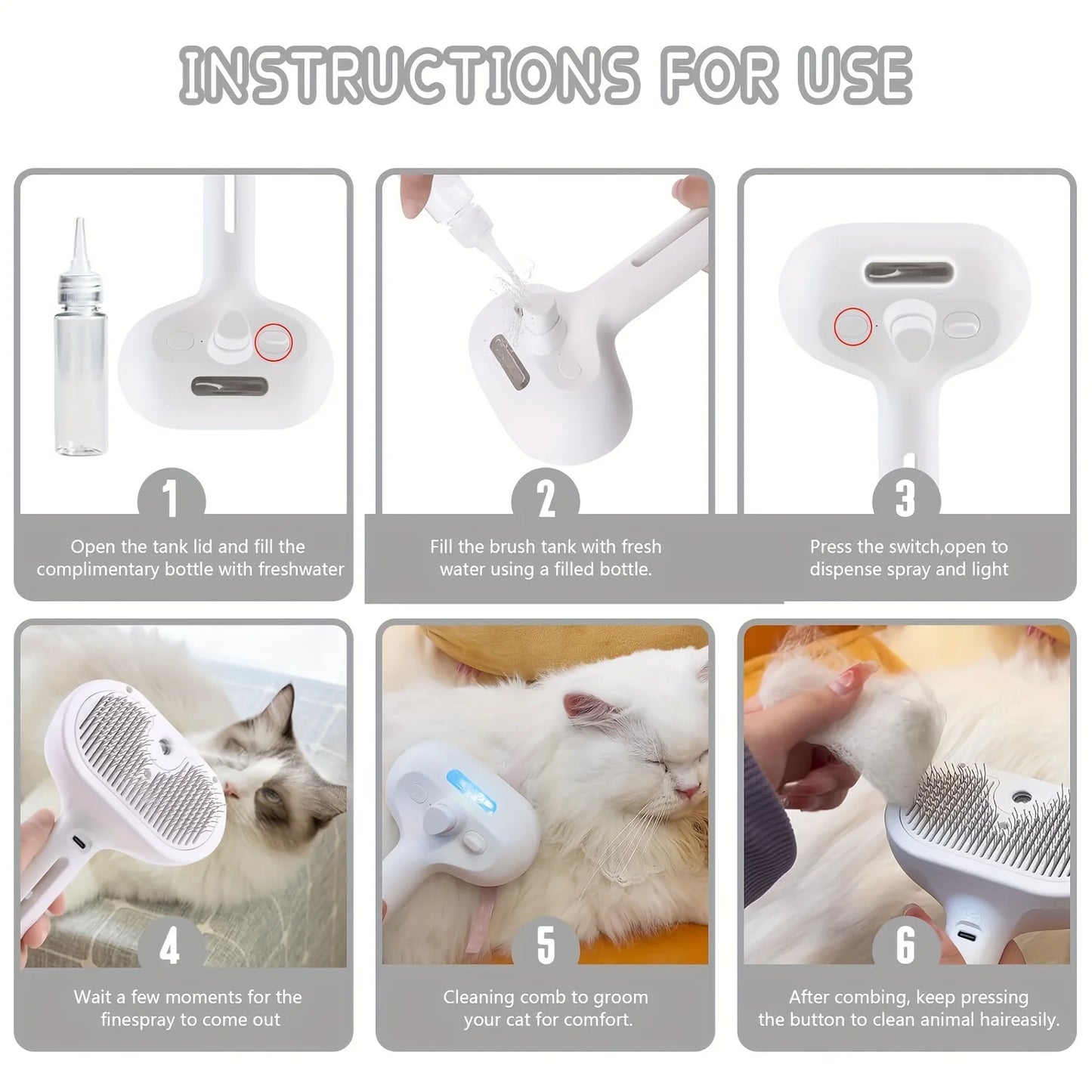 FurEase Rechargeable Pet Grooming Comb